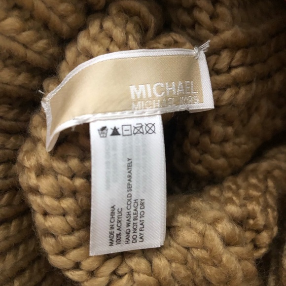 Michael Kors Women Camel Brown Tan Cable Knit Winter Beanie Hat O/S - Picture 6 of 9